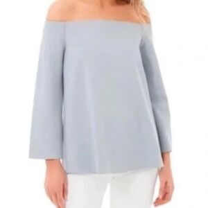 TUCKERNUCK Womens Miranda Off the Shoulder Blouse Long Sleeve Top Slate Blue XL